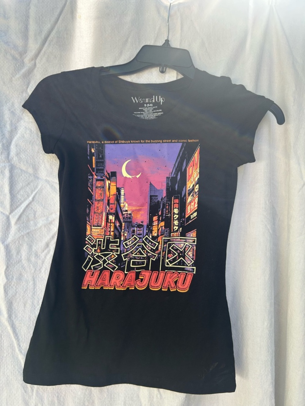 Harajuku Tokyo Graphic Tee 🌆 fitted Women’s Small Baby Tee Streetwear Japan